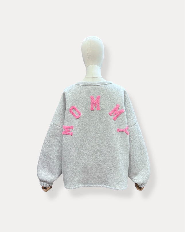 Mommy sweater | grijs-roze