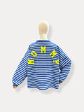 Mommy streep sweater | blauw-geel