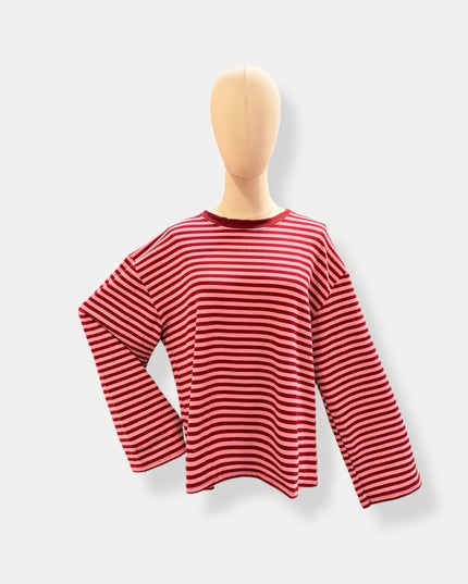 Streep Blouse | bordeaux-roze