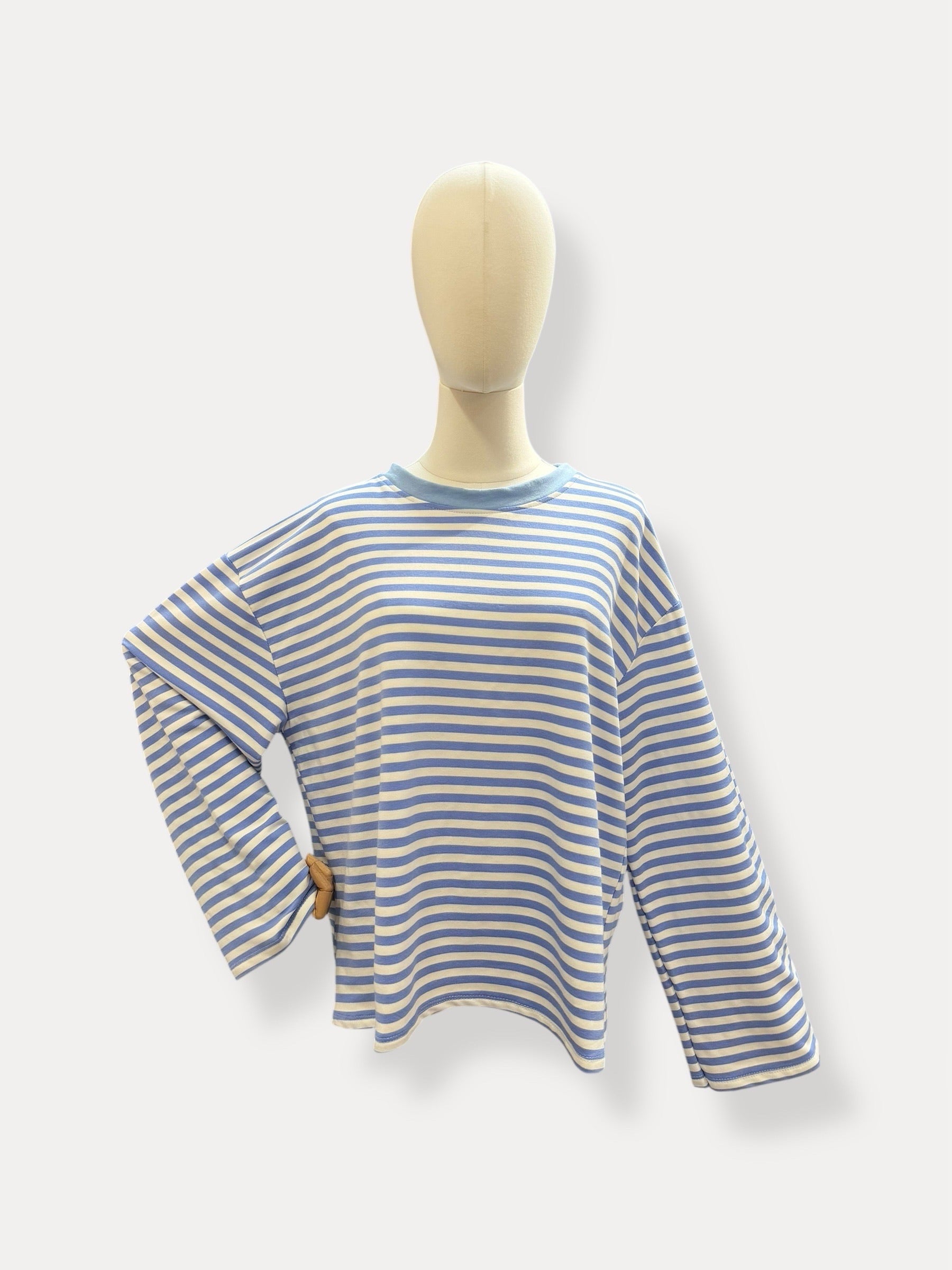 Streep blouse | wit-blauw
