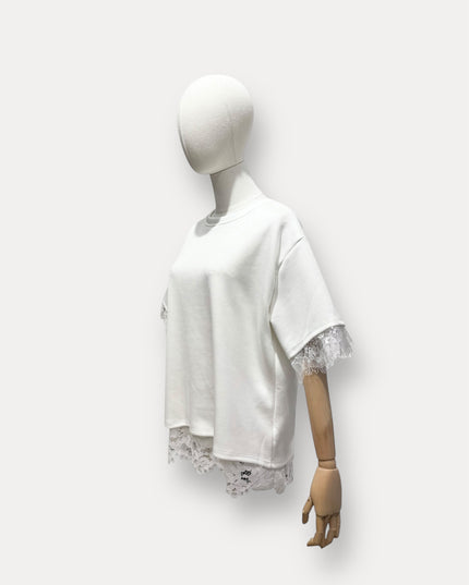 Kanten t-shirt | wit