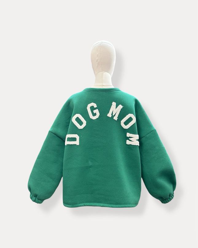 Dogmom sweater | groen-wit