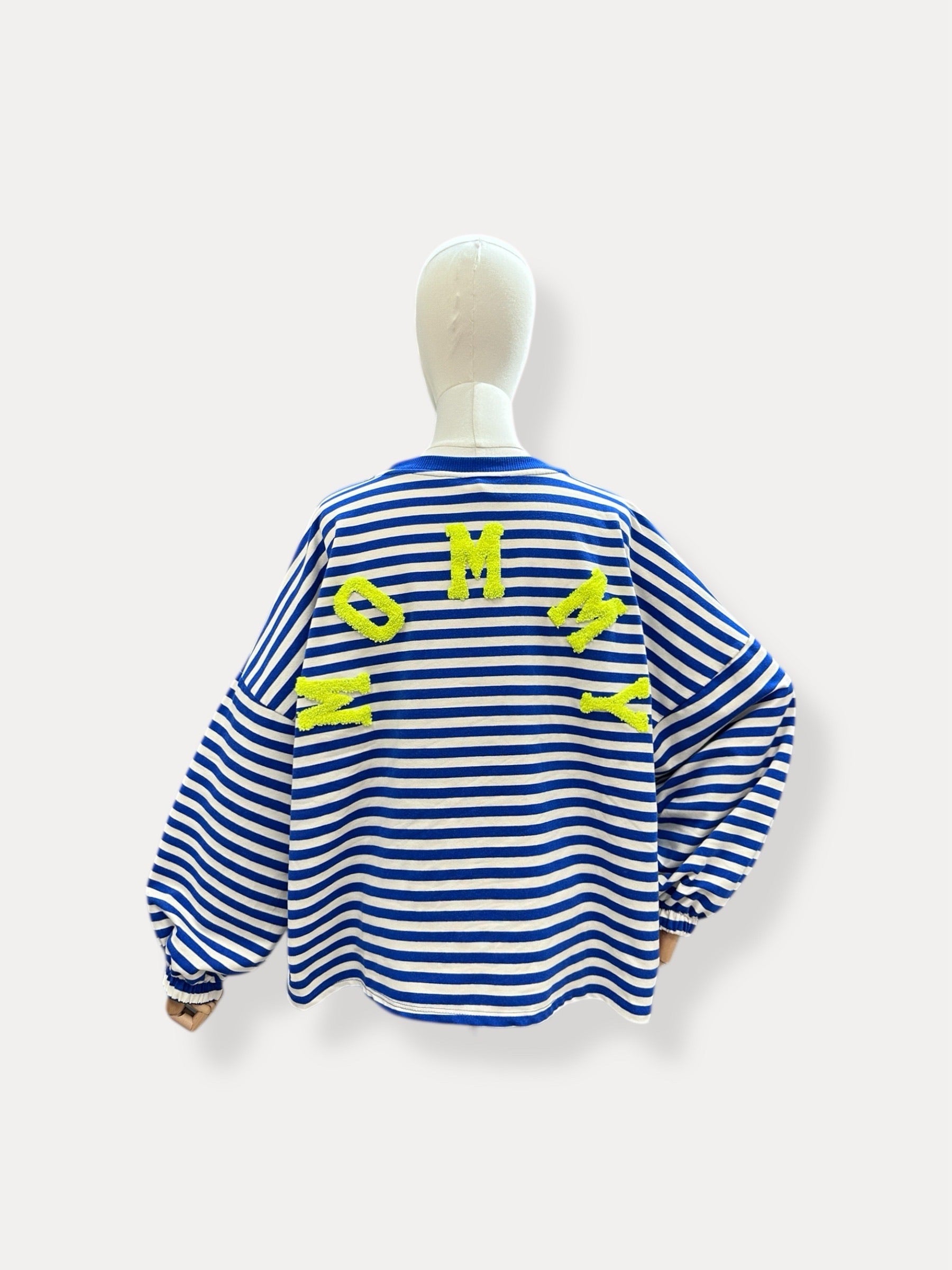 Mommy streep sweater | blauw-wit