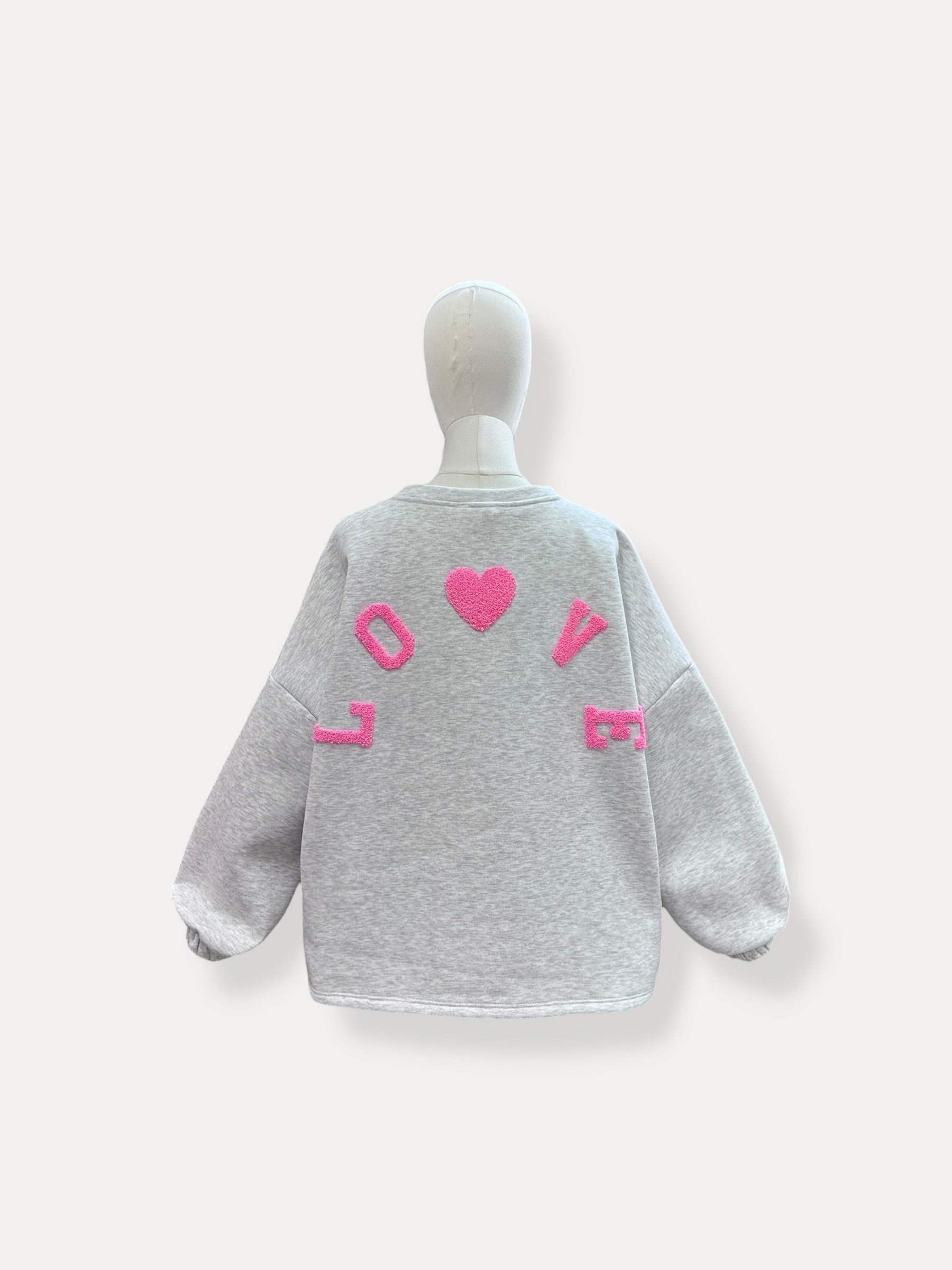 Love sweater | grijs-roze