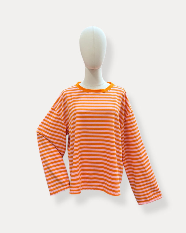 Streep blouse | oranje-roze