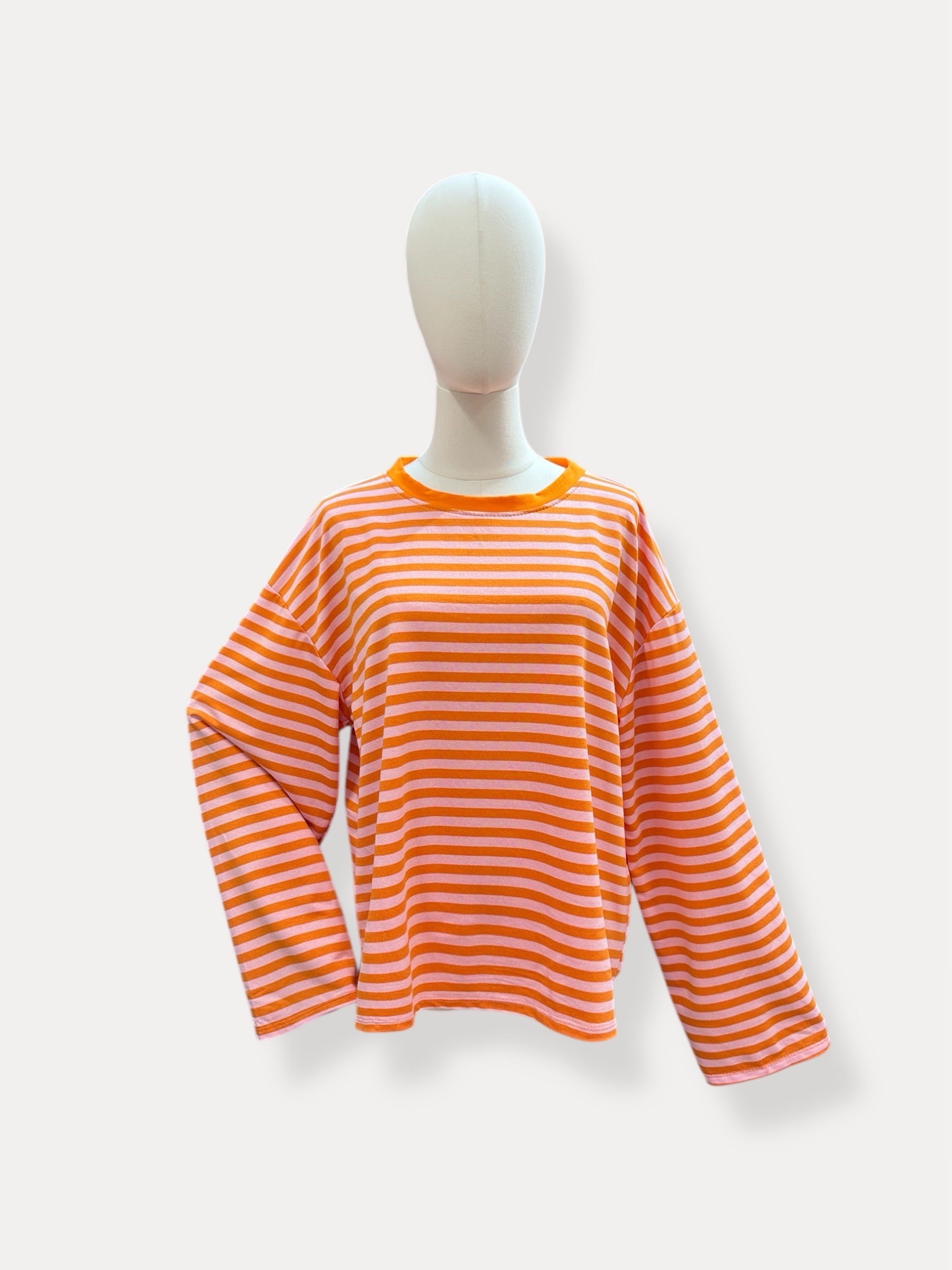 Streep blouse | oranje-roze