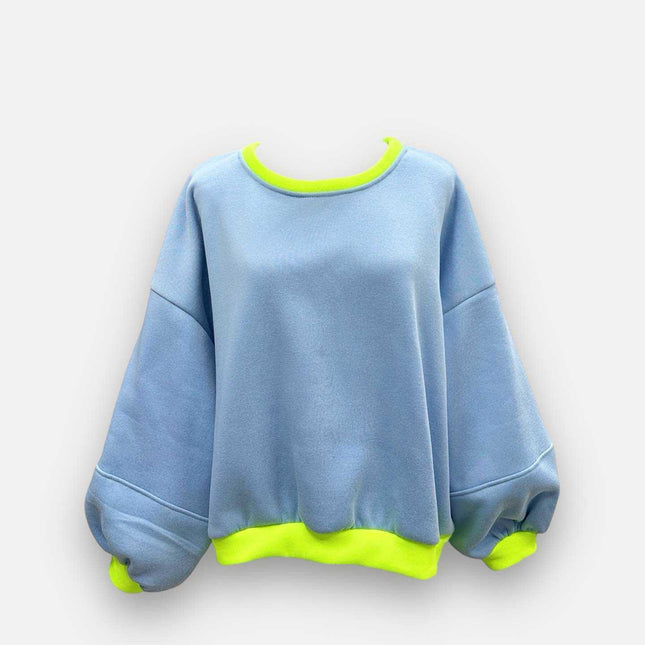 Fluo Sweater | blauw-geel