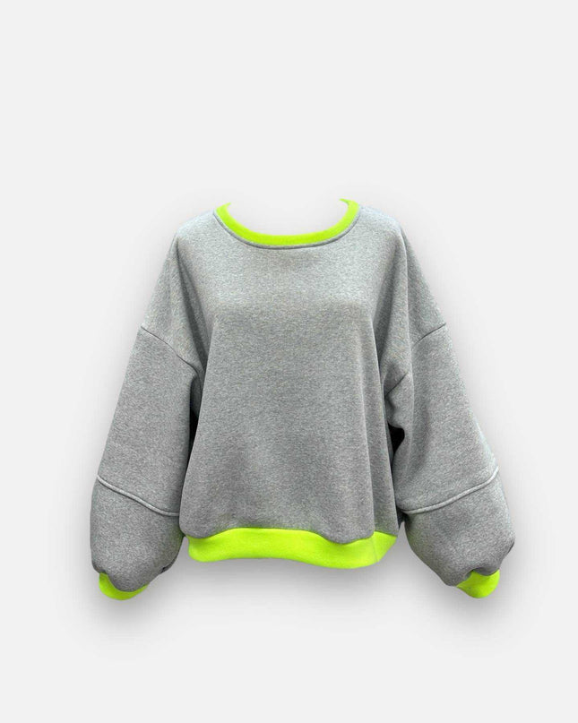Fluo sweater | grijs-geel