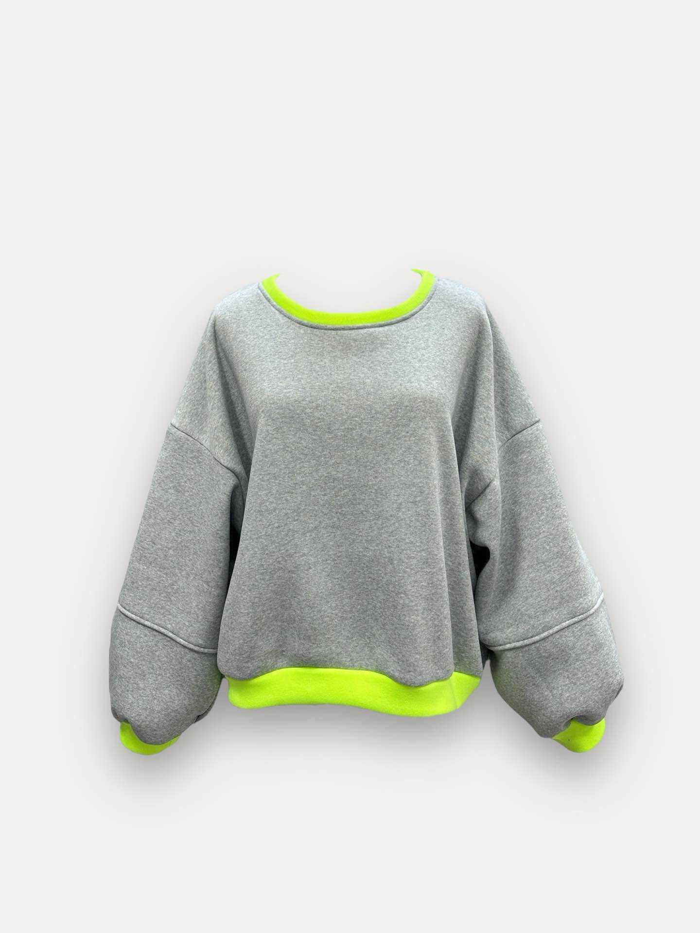 Fluo sweater | grijs-geel