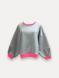 Fluo Sweater | grijs-fuchsia