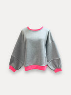 Fluo Sweater | grijs-fuchsia