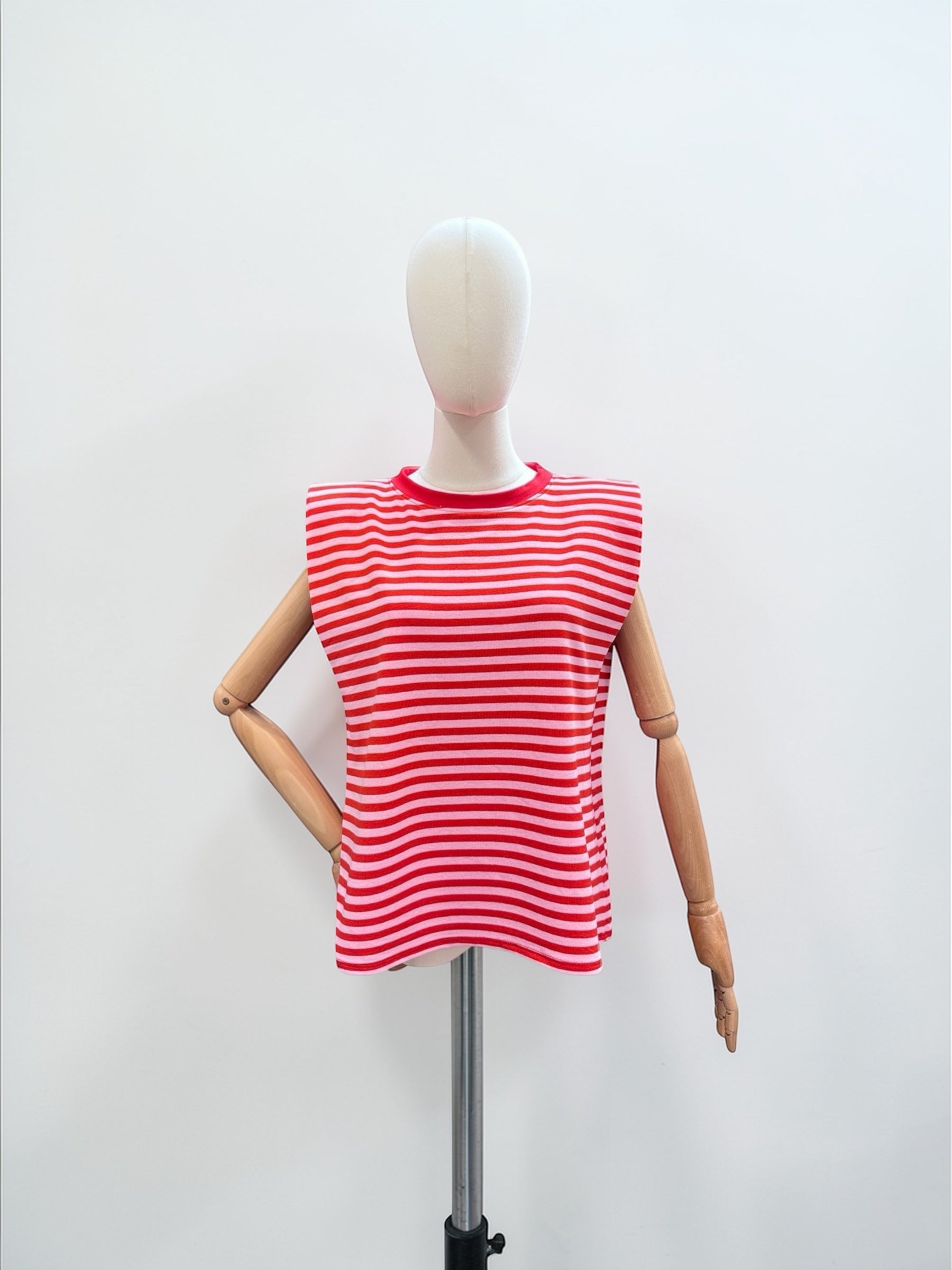 Streep top | rood-roze