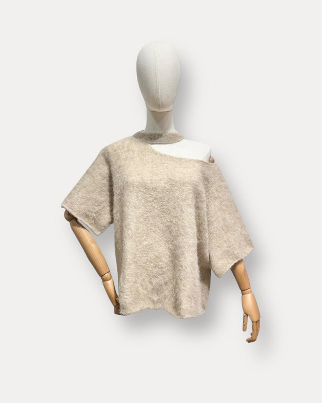 Open hals knit | beige