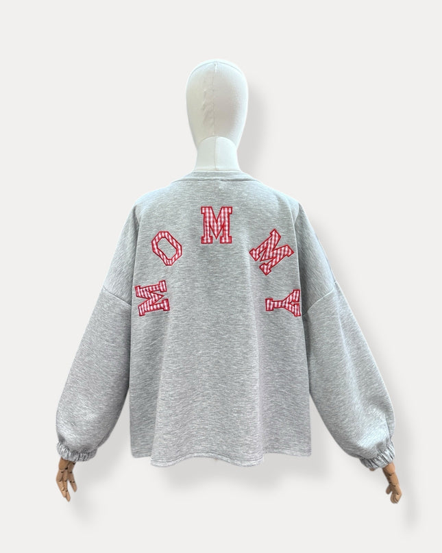 Mommy sweater | grijs-rood ruitje