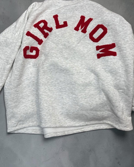 Girlmom sweater | grijs-rood