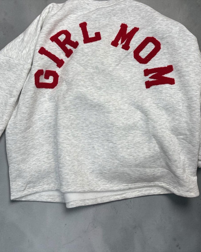 Girlmom sweater | grijs-rood