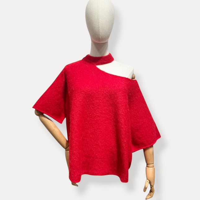 Open hals knit | rood