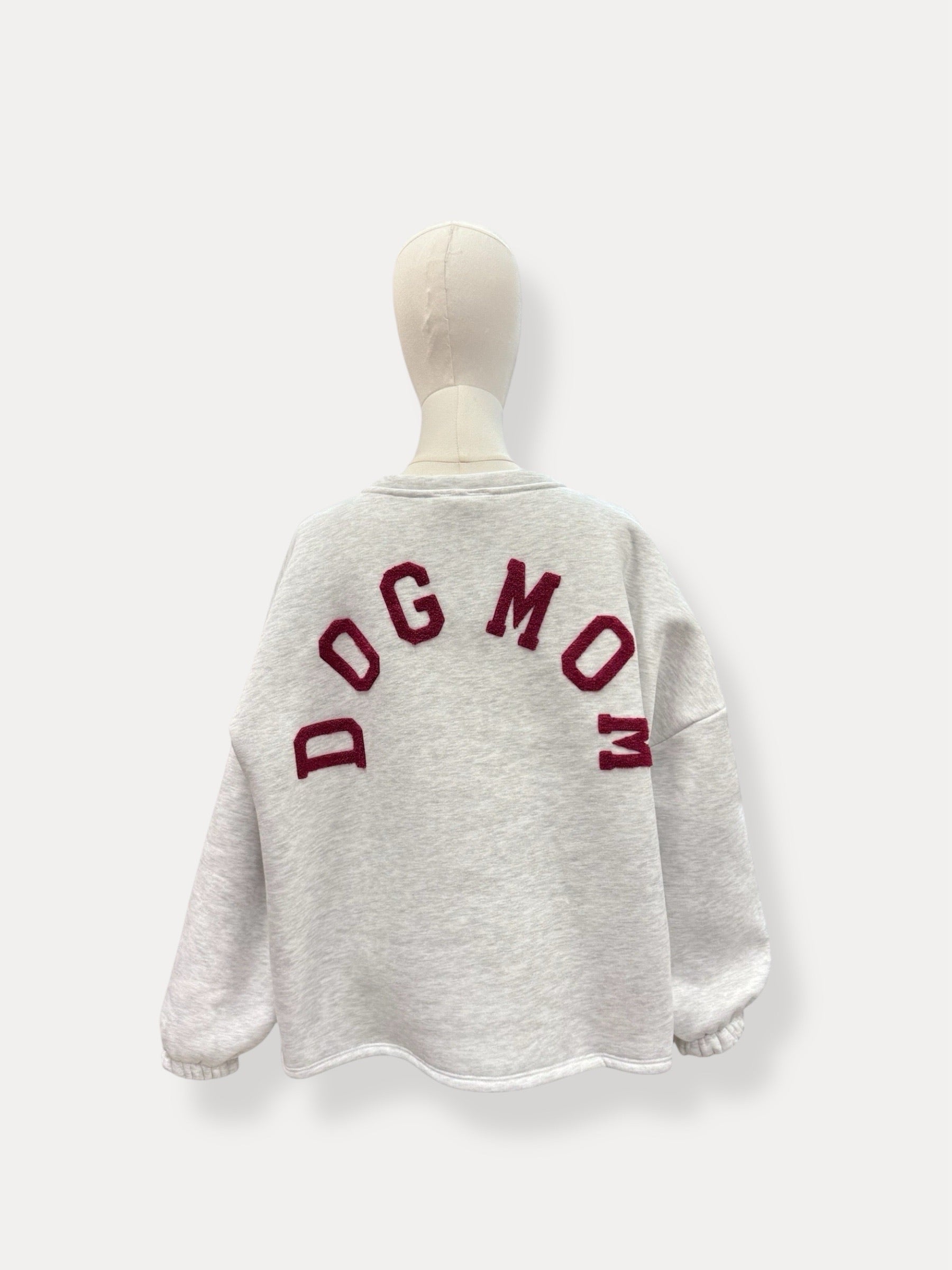 Dogmom Sweater | grijs-bordeaux