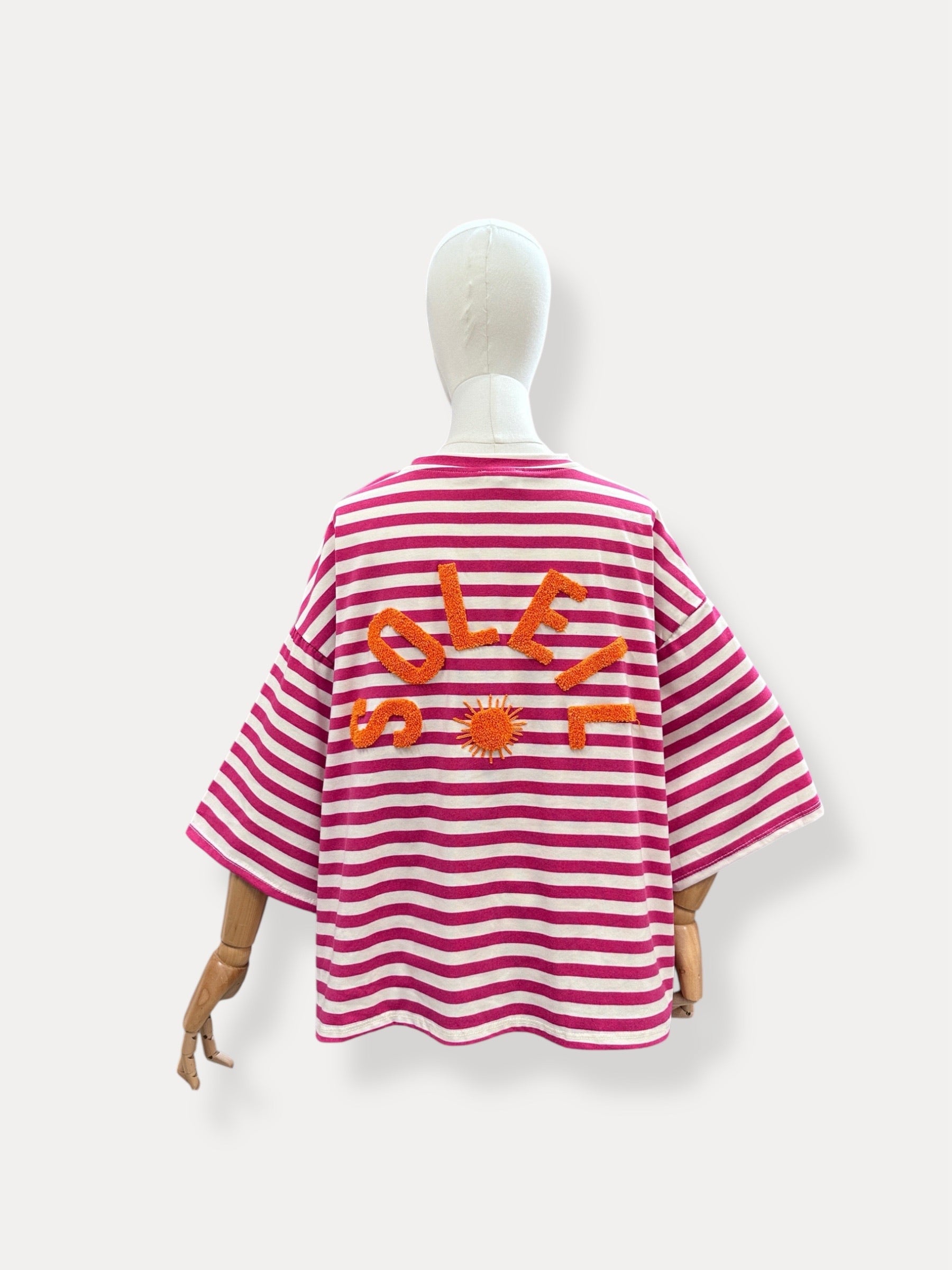 T-shirt streep Soleil | fuchsia