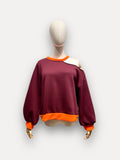 Fluo Open Sweater | bordeaux-oranje