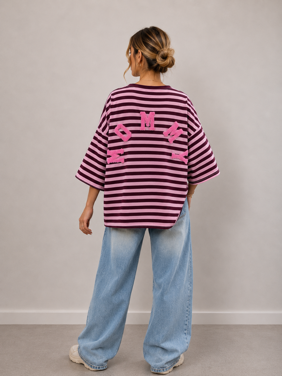 T-shirt streep Mommy | bordeaux