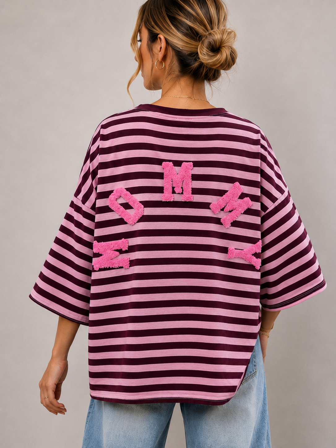 T-shirt streep Mommy | bordeaux