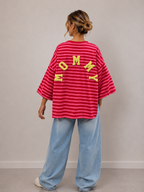 T-shirt streep Mommy | rood