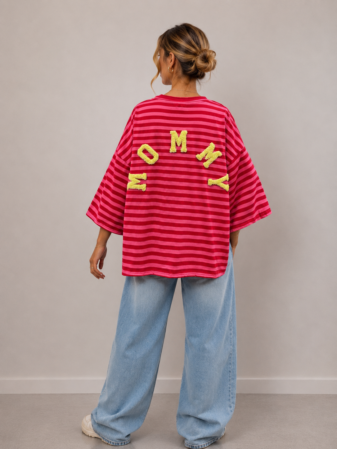 T-shirt streep Mommy | rood