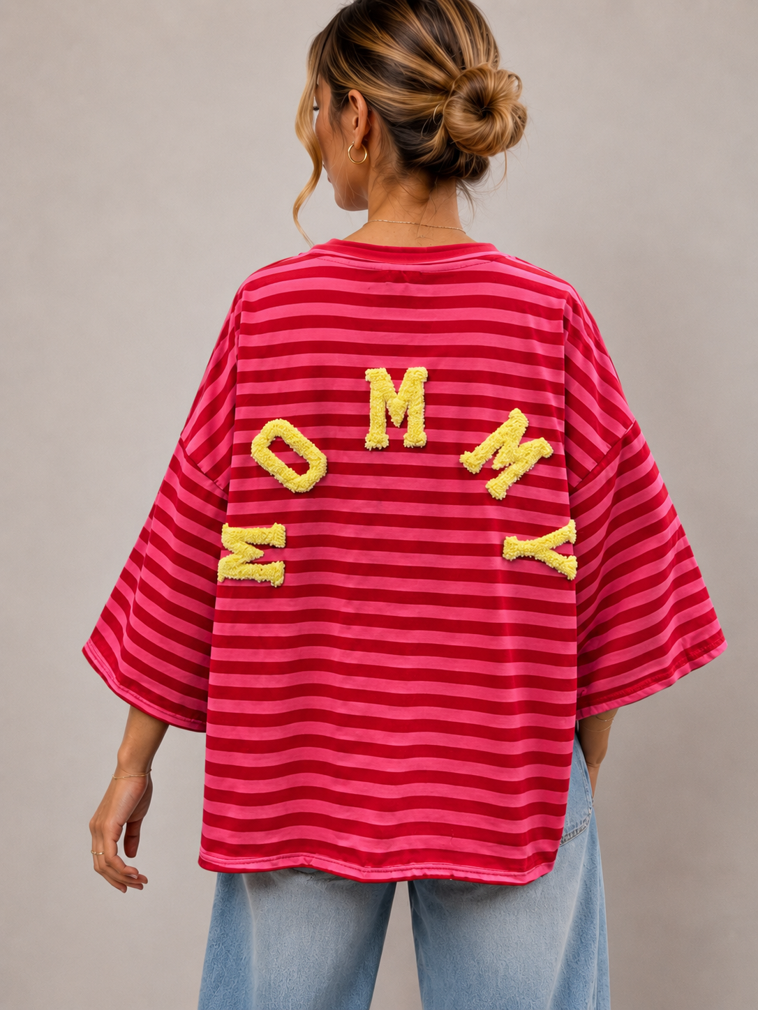 T-shirt streep Mommy | rood