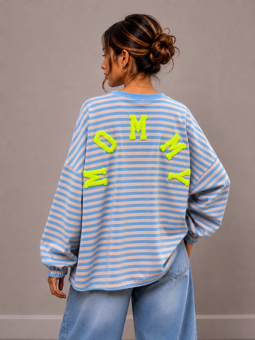 Mommy Streep Sweater | lichtblauw-geel