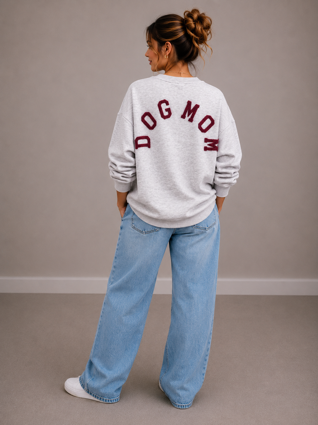 Dogmom Sweater | grijs-bordeaux