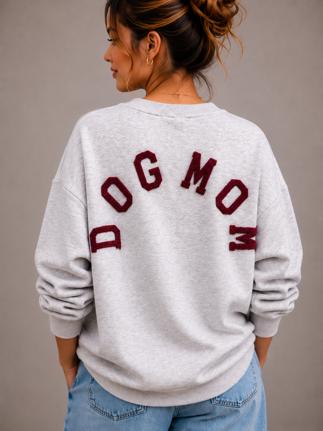 Dogmom Sweater | grijs-bordeaux