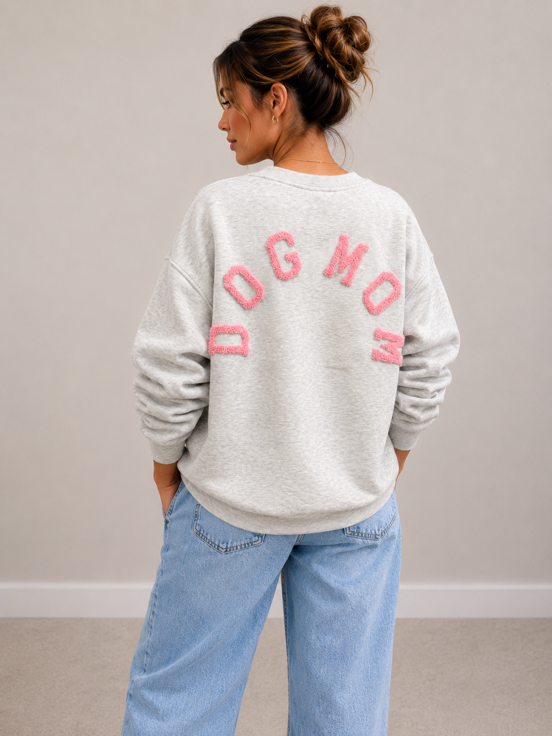 Dogmom Sweater | grijs-roze