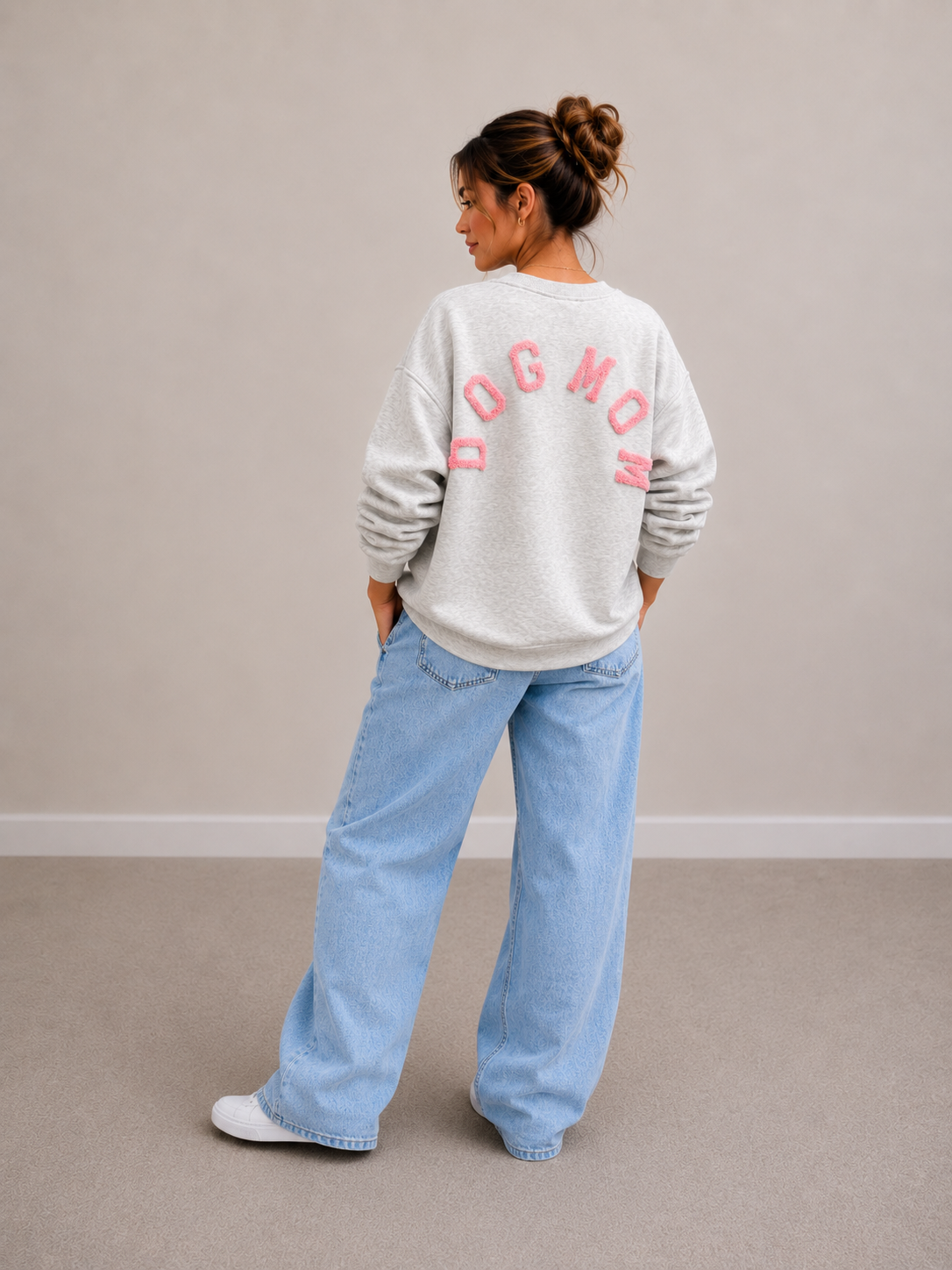 Dogmom Sweater | grijs-roze