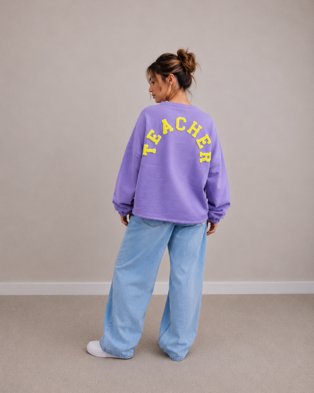 Teacher Sweater | paars-geel