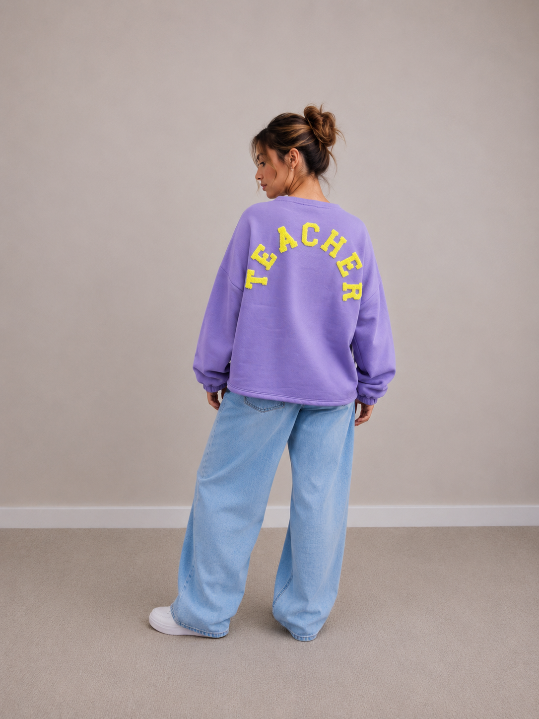 Teacher Sweater | paars-geel