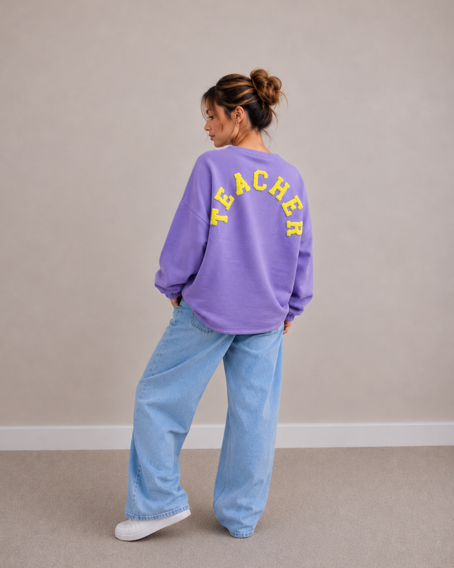 Teacher Sweater | paars-geel