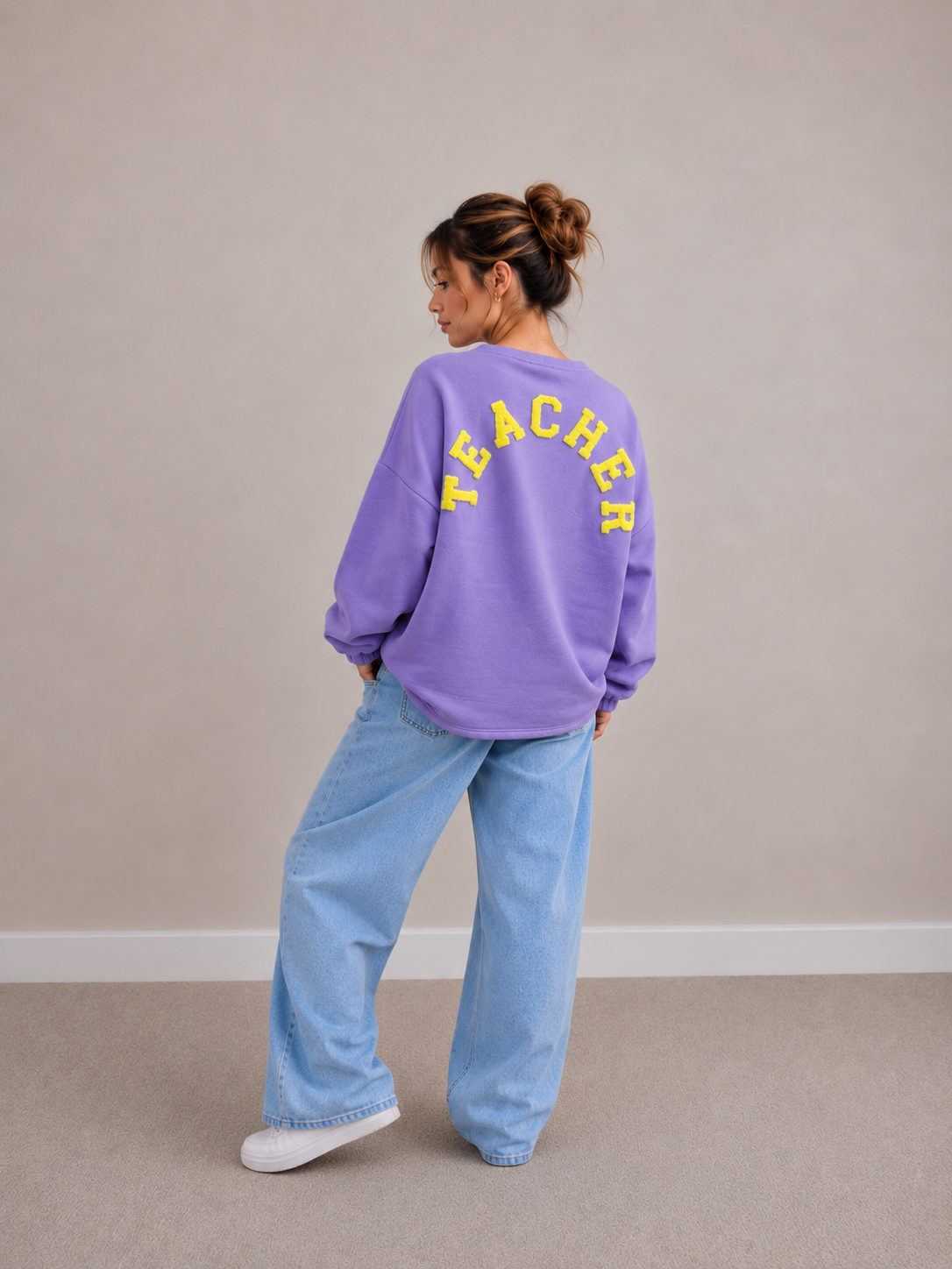 Teacher Sweater | paars-geel