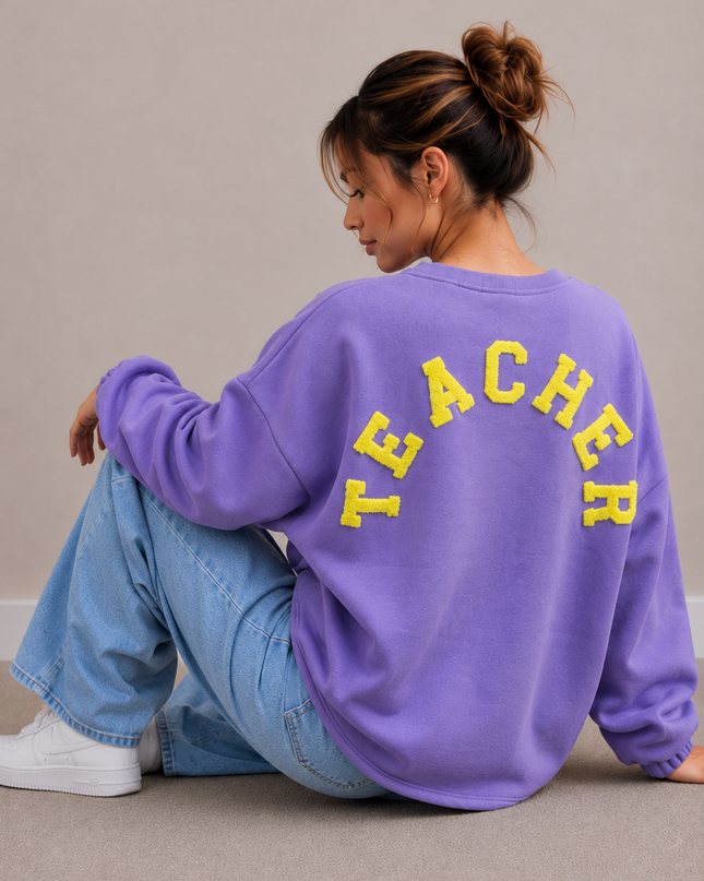 Teacher Sweater | paars-geel