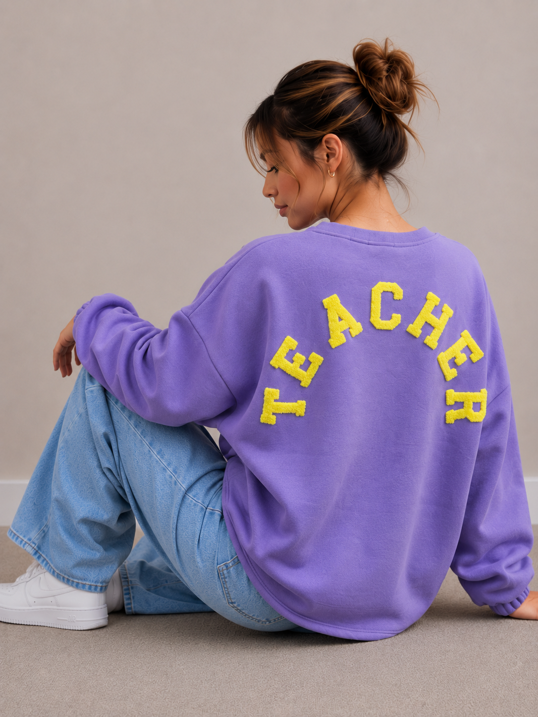 Teacher Sweater | paars-geel
