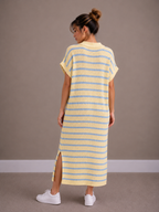 Maxi Streep Jurk | blauw-geel