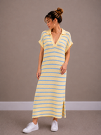 Maxi Streep Jurk | blauw-geel