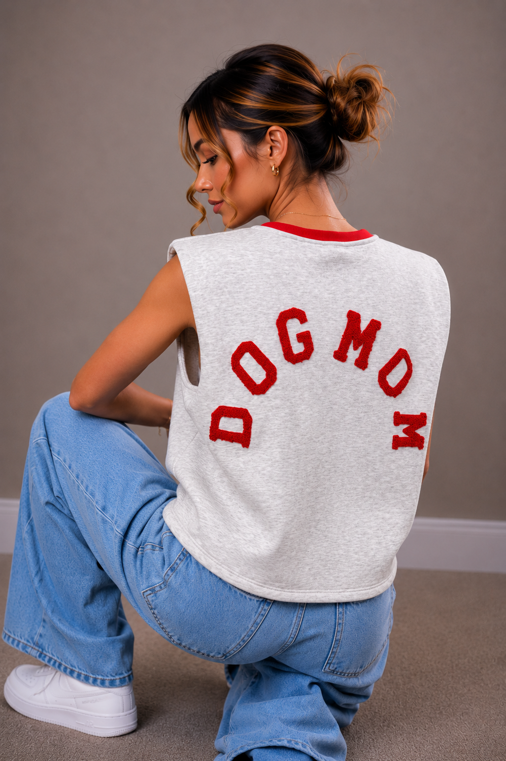 Dogmom Shirt | grijs-rood