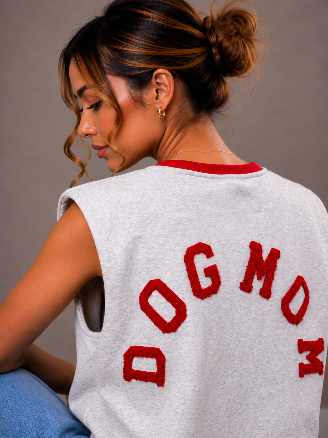 Dogmom Shirt | grijs-rood