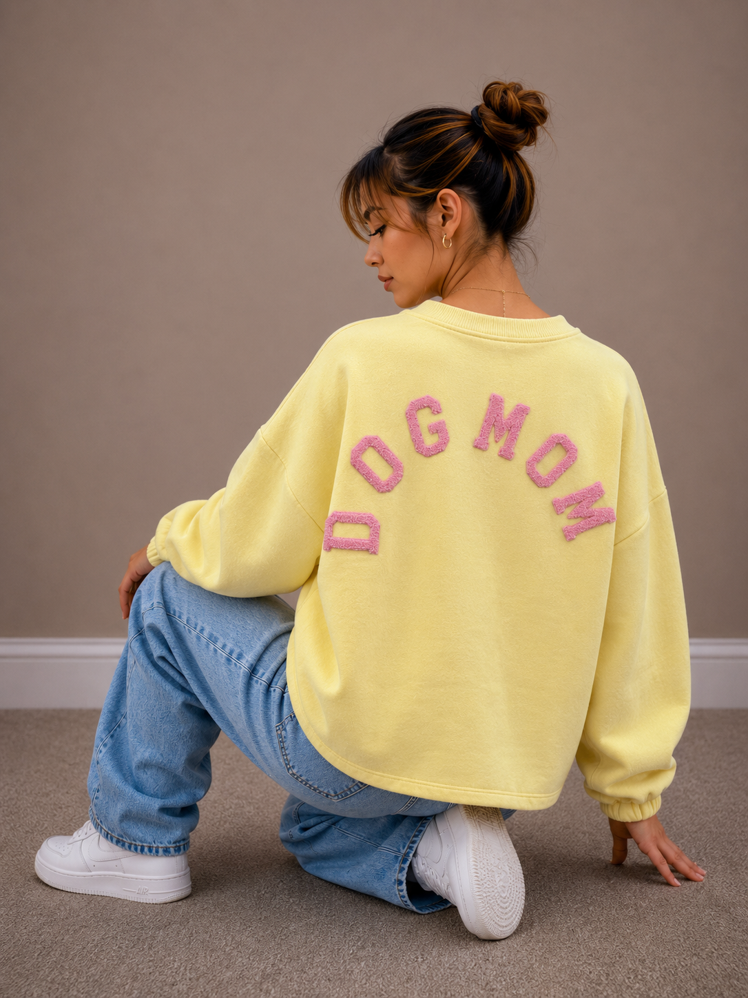 Dogmom Sweater | geel-roze