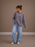 Streep Blouse | blauw-bruin
