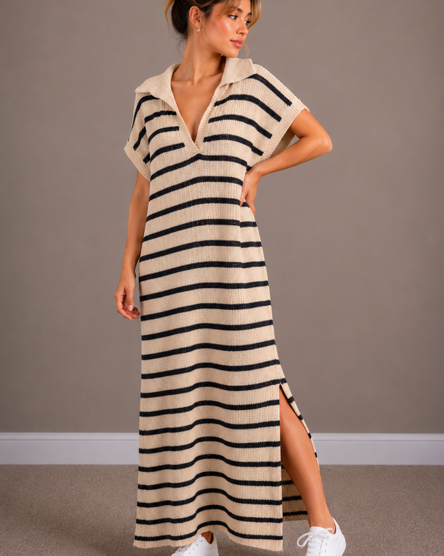 Maxi Stripe Dress | blue-yellow