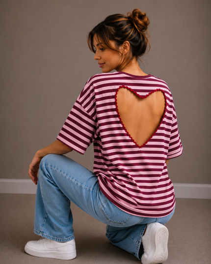 STRIPED HEART T-SHIRT