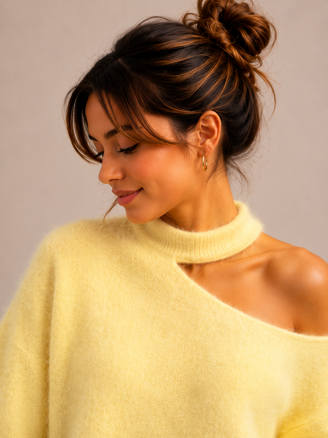 Open Hals Knit | geel