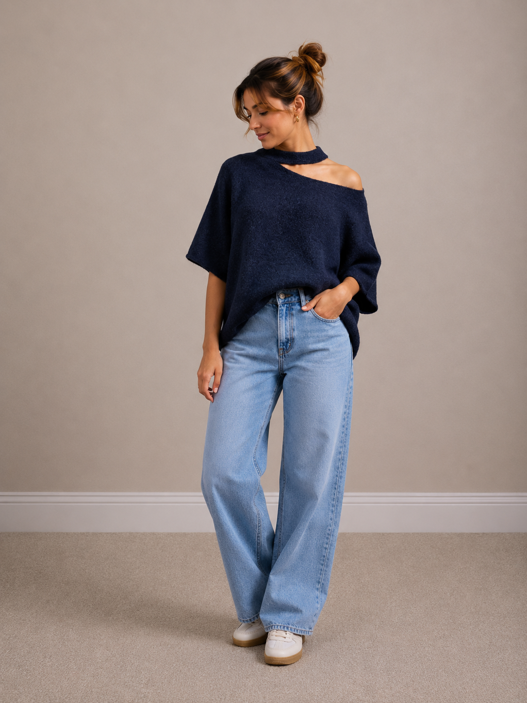 Open Hals Knit | marine